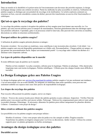 “Le Design Écologique grâce aux Palettes Usagées”