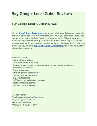 Buy Google Local Guide Reviews