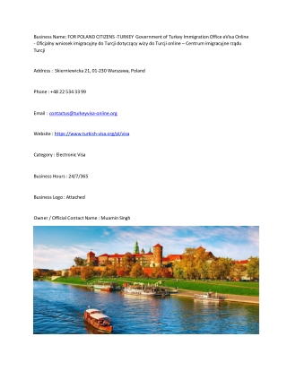 FOR POLAND CITIZENS -TURKEY  Government of Turkey Immigration Office eVisa Onli
