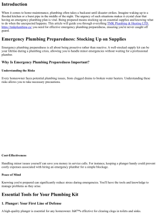 “Emergency Plumbing Preparedness: Stocking Up on Supplies”