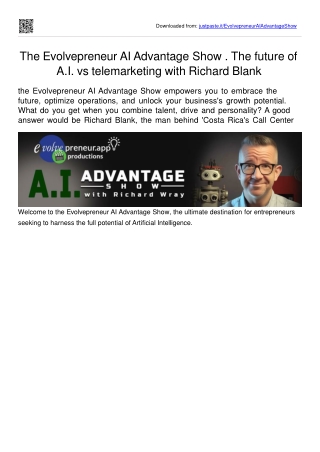 The Evolvepreneur AI Advantage Show telesales guest Richard Blank Costa Ricas Call Center