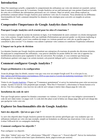 Comment utiliser Google Analytics pour améliorer votre site d’e-tourisme ?