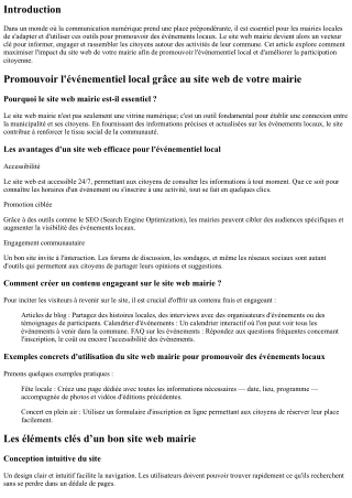 Promouvoir l'événementiel local grâce au site web de votre mairie