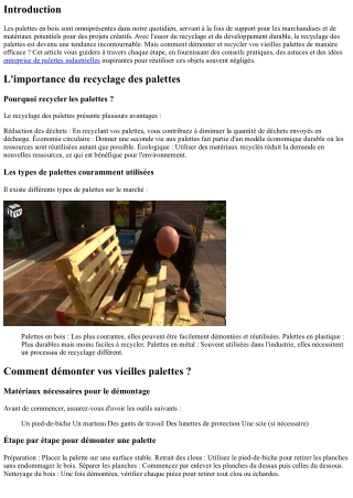 Comment Démonter et Recycler vos Vieilles Palettes ?