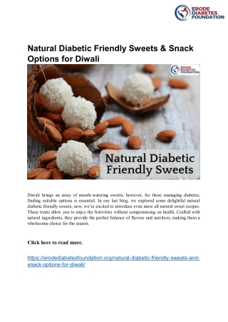 Natural Diabetic Friendly Sweets & Snack Options for Diwali