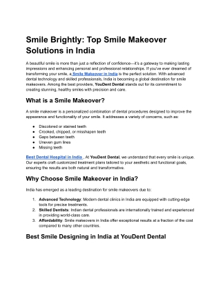 Smile Brightly_ Top Smile Makeover Solutions in India