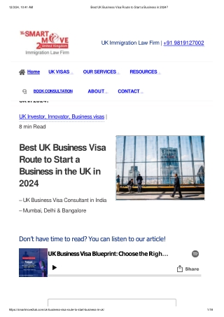 Best UK Business Visa Route to Start a Business in 2024