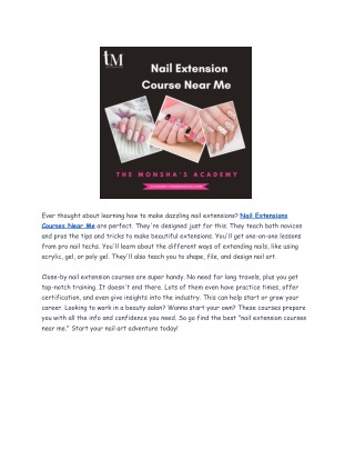 Nail Extensions Courses Near Me