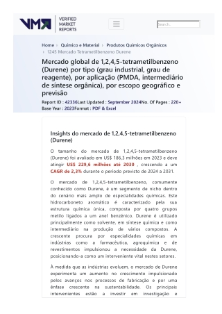 1245-tetramethylbenzene-durene-market-2019-by-manufacturers-regions-type-and-application-forecast-to-2024