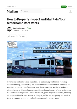 How to Properly Inspect and Maintain Your Motorhome Roof Vents