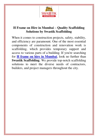 H Frame on Hire in Mumbai Quality Scaffolding Solutions by Swastik Scaffolding (1)