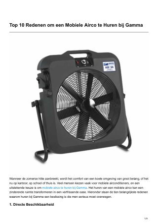 Top 10 Redenen om een Mobiele Airco te Huren bijGamma