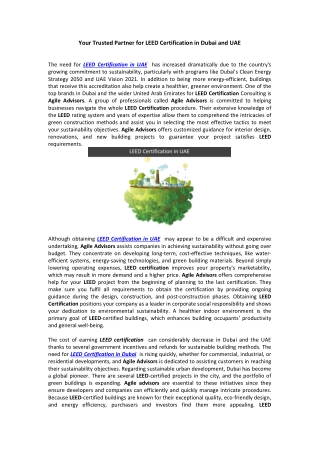 Your Trusted Partner for LEED Certification in Dubai
