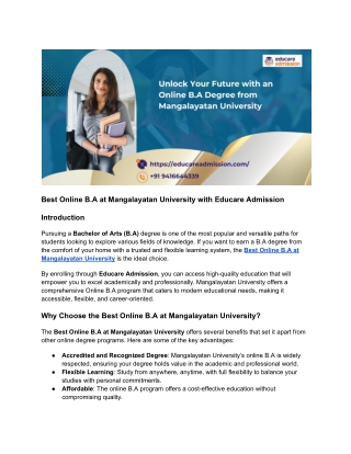 Best Online B.A. Degree at Mangalayatan University: Flexible & Affordable