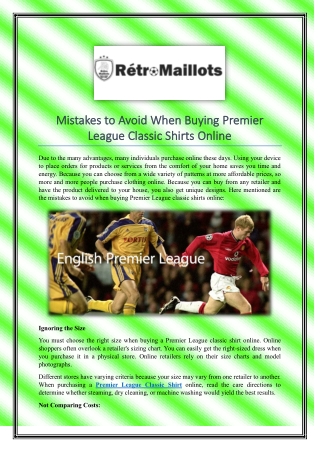 Mistakes to Avoid When Buying Premier League Classic Shirts Online