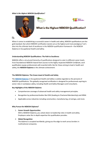 What is the Highest NEBOSH Qualification
