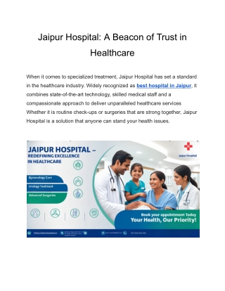 Jaipur Hospital_ A Beacon of Trust in Healthcare