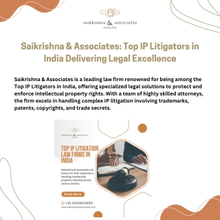 Saikrishna & Associates: Top IP Litigators in India Delivering Legal Excellence