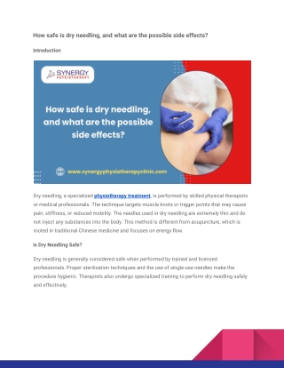 How safe is dry needling, and what are the possible side effects_