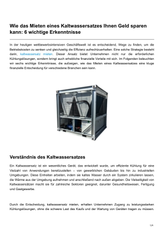 Wie das Mieten eines Kaltwassersatzes Ihnen Geld sparen kann 6 wichtige Erkenntnisse