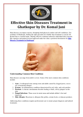 Trusted Clinic for Skin Diseases Treatment in Ghatkopar