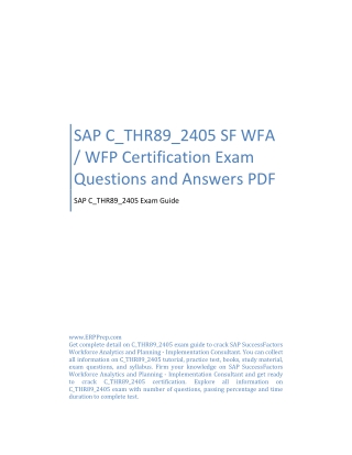 SAP C_THR89_2405 SF WFA / WFP Certification Exam Questions and Answers PDF
