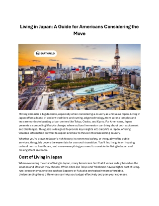 Living in Japan - A Guide for Americans Considering the Move
