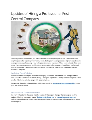 Upsides of Hiring a Professional Pest Control Company