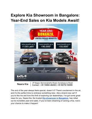 Explore Kia Showroom in Bangalore_ Year-End Sales on Kia Models Await