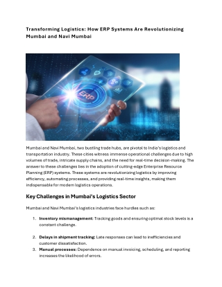 Transforming Logistics How ERP Systems Are Revolutionizing Mumbai and Navi Mumbai