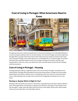 Cost of Living in Portugal - What Americans Need to Know