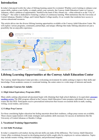 Lifelong Knowing Opportunities at the Conway Grownup Education Center