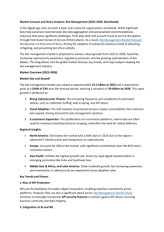 Market Forecast and Share Analysis Bot Management (2023-2028, Worldwide)