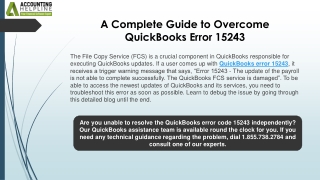 How to overcome QuickBooks Error Code 15243