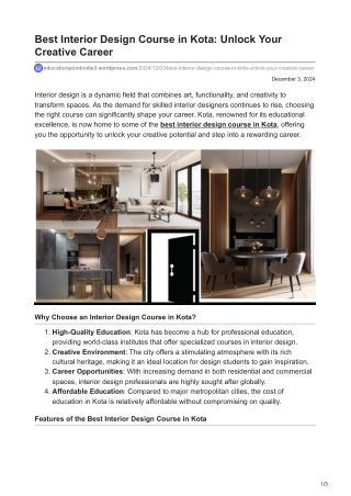 educationpointindia3.wordpress.com-Best Interior Design Course in Kota Unlock Your CreativeCareer