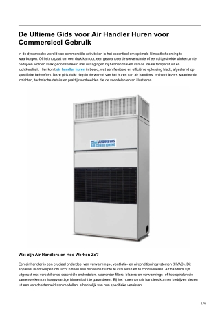 De Ultieme Gids voor Air Handler Huren voor Commercieel Gebruik