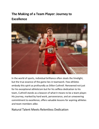 The Making of a Team Player: Journey to Excellence