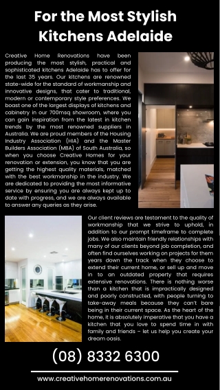 Kitchens Adelaide--Creative Home Renovations