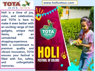 Celebrate Holi with TOTA - Your Destination for Holi Gadgets, Holi Shopping, and Holi Items