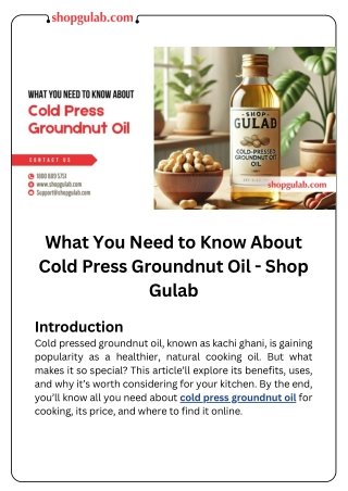 What You Need to Know About Cold Press Groundnut Oil - Shop Gulab