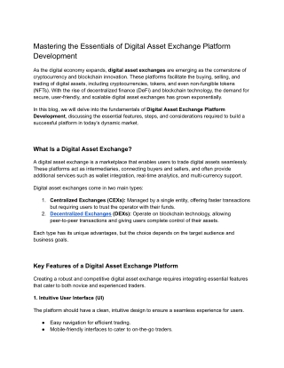 Mastering the Essentials of Digital Asset Exchange Platform Development