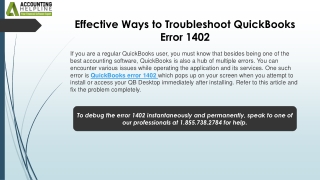 A proper troubleshooting guide for QuickBooks Error Code 1402