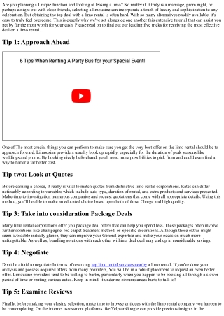 Top rated 5 Guidelines for Obtaining the Very best Offer over a Limo Rental