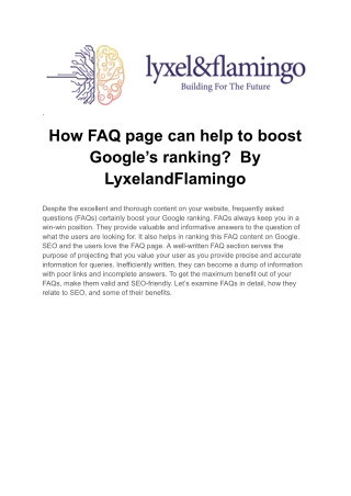 How FAQ Pages Boost Google Rankings A Guide to SEO Success By Lyxel&Flamingo