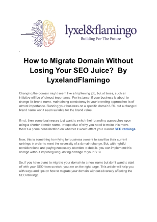 Migrate Your Domain Without Losing SEO Juice By Lyxel&Flamingo