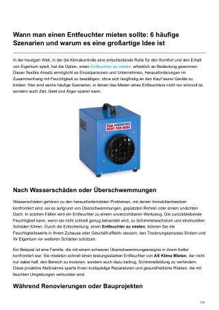Wann man einen Entfeuchter mieten sollte 6 häufige Szenarien und warum es eine großartige Idee ist