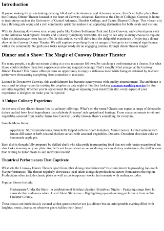 Supper and a Program: The Magic of Conway Dinner Theater