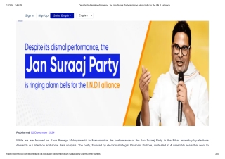 Despite its dismal performance, the Jan Suraaj Party is ringing alarm bells for the I.N.D.I alliance