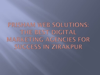 Prisham Web Solutions: The best digital marketing agencies for success in Zirakp