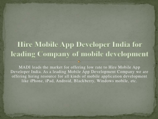Mobile Application Development Company MADI